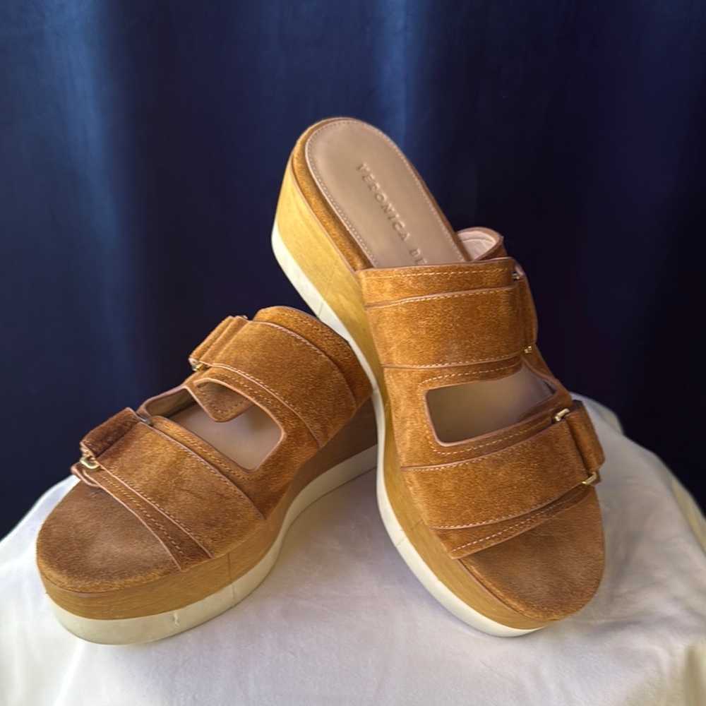 Veronica Beard Brown Suede Platform Mules